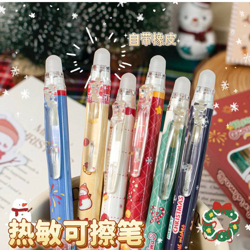 圣诞创意侧按动可擦中性笔儿童礼物学生圣诞节礼品蓝笔刷题笔文具Creative Christmas Side-Press Erasable Gel Pen—Children's Gift, Student Christmas Gift, Blue Pen, Practice Pen, Stationery