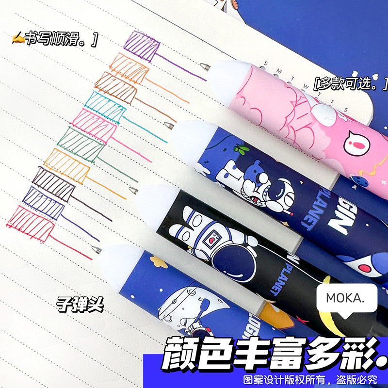 MOKA宇航员十色圆珠笔 学生手账10色笔创意太空人按动彩色多色笔MOKA Astronaut 10-Color Ballpoint Pen: Creative Astronaut-Themed Push-Button Multicolor Pen for Students and Journaling