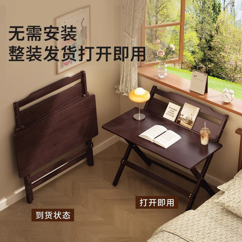 可折叠迷你窄小书桌卧室床边简易单人台式电脑桌家用小户型写字桌Foldable mini compact desk – simple single-person desktop computer desk for beside the bed in the bedroom; home office desk for small flats