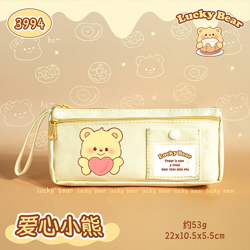 可爱小熊文具袋学生大容量创意笔袋高颜值可爱铅笔收纳文具盒Cute Bear Stationery Pouch: Large-Capacity Creative Pencil Case for Students—Stylish and Adorable Pencil Organizer