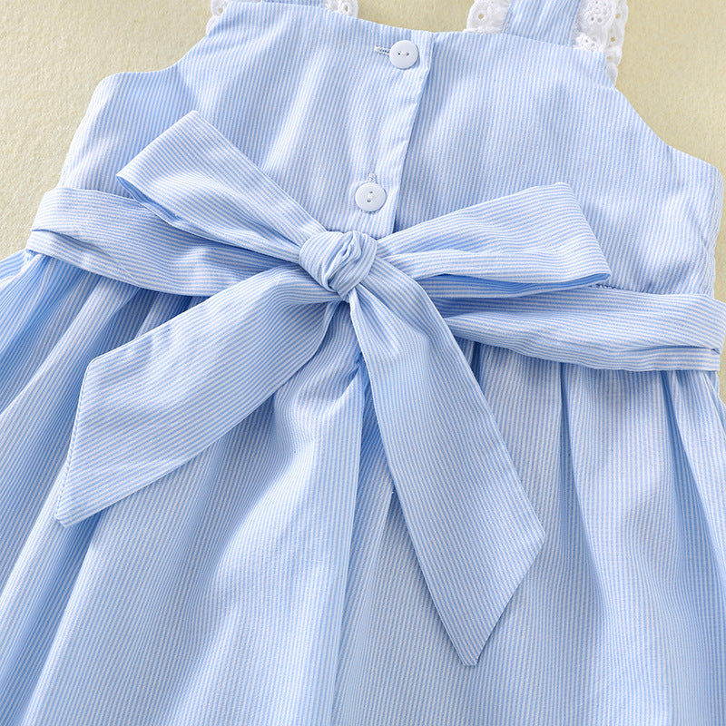 夏季女童无袖打揽连衣裙精美刺绣公主裙女宝宝背带裙Summer Sleeveless Wrap Dress for Girls, Exquisitely Embroidered Princess Dress, Baby Girl Overalls