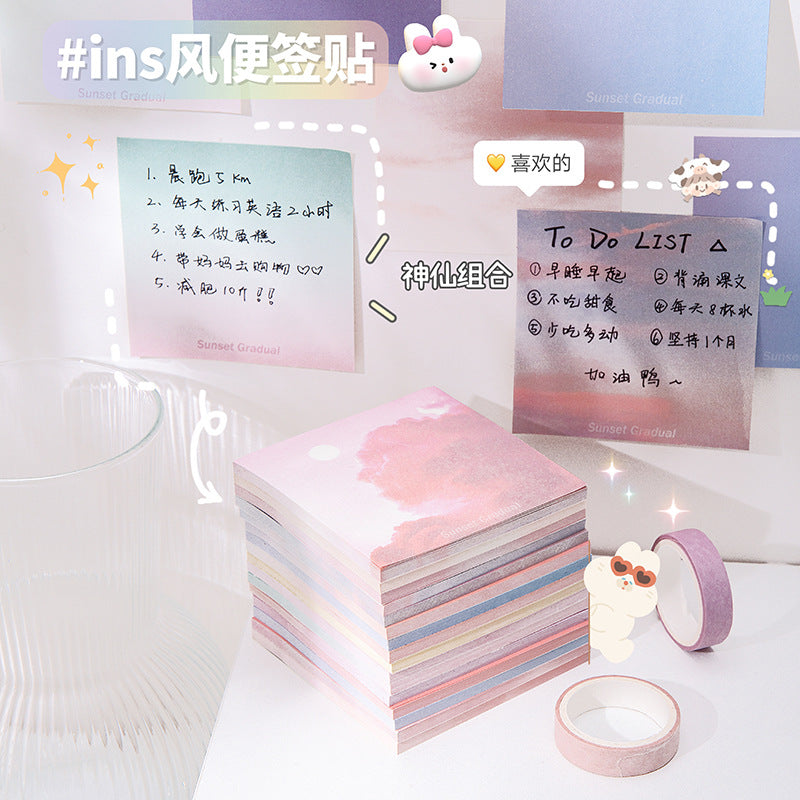 ins风便利贴可粘贴渐变高颜值学生便签纸留言记事可撕便签批发 Sticky Notes: Adhesive, Gradient-Colored, Stylish Student Notes for Messages and Memos—Peel-Off Notes