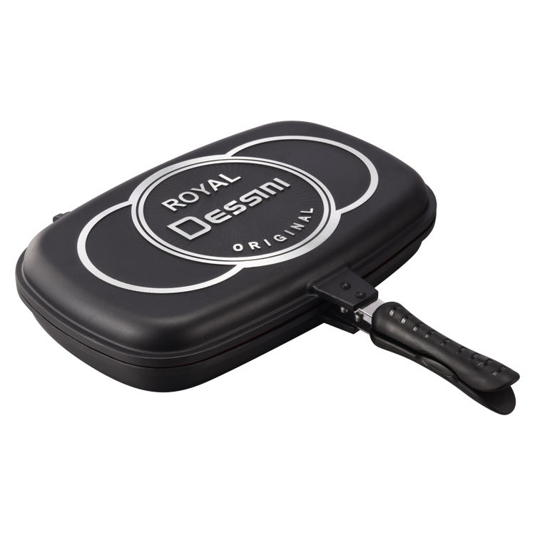 定制OEM双面无烟不沾烤盘煎盘牛排烤肉锅royal dessini压铸铝锅Customised OEM double-sided smokeless non-stick baking tray, frying pan, steak and barbecue pan – ‘Royal Dessini’ die-cast aluminium pan