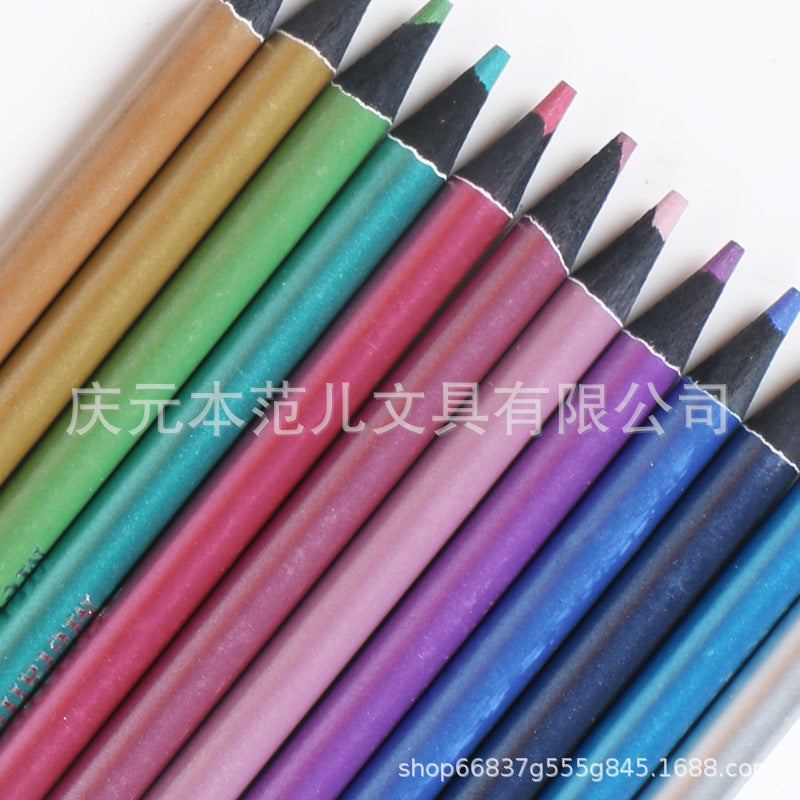brutfuner 新品 12金色黑杆彩铅绘画涂鸦brutfuner New Arrival: 12-piece set of gold and black coloured pencils for drawing and doodling