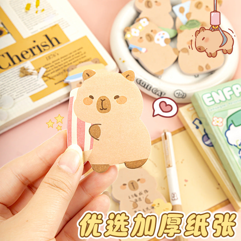 学生便利贴卡皮巴拉可爱办公工具便签学习用品索引标签贴Student Sticky Notes: Capybara-themed Cute Office Supplies, Sticky Notes, School Supplies, Index Labels