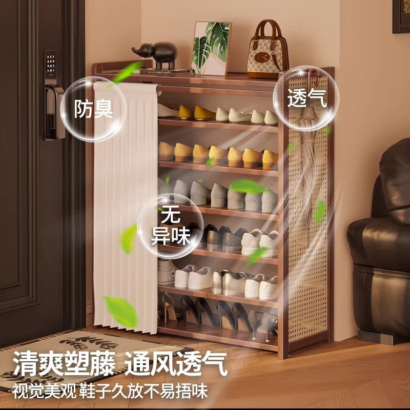 鞋架鞋柜家用鞋子门口多层收纳储物柜进门靠墙置物架Shoe rack, shoe cupboard, multi-tiered storage unit for shoes at the front door, wall-mounted shelf by the entrance