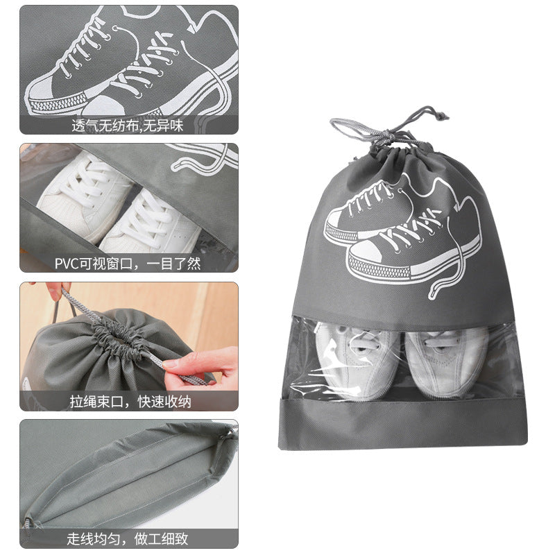 OEM鞋子收纳袋加厚无纺布防水鞋袋贴牌烫标旅行收纳鞋袋OEM shoe storage bags: thickened non-woven fabric, waterproof shoe bags, private label, hot-stamped labels, travel shoe storage bags