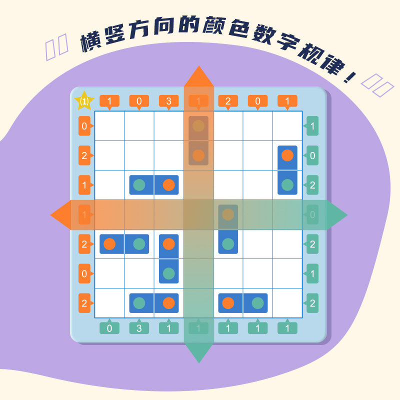 创意创新色块数独儿童趣味益智玩具棋6岁思维训练小学生三年级Creative and Innovative Colour Block Sudoku: Fun and Educational Puzzle Game for Children – Age 6, Mental Training for Year 3 Primary School Pupils
