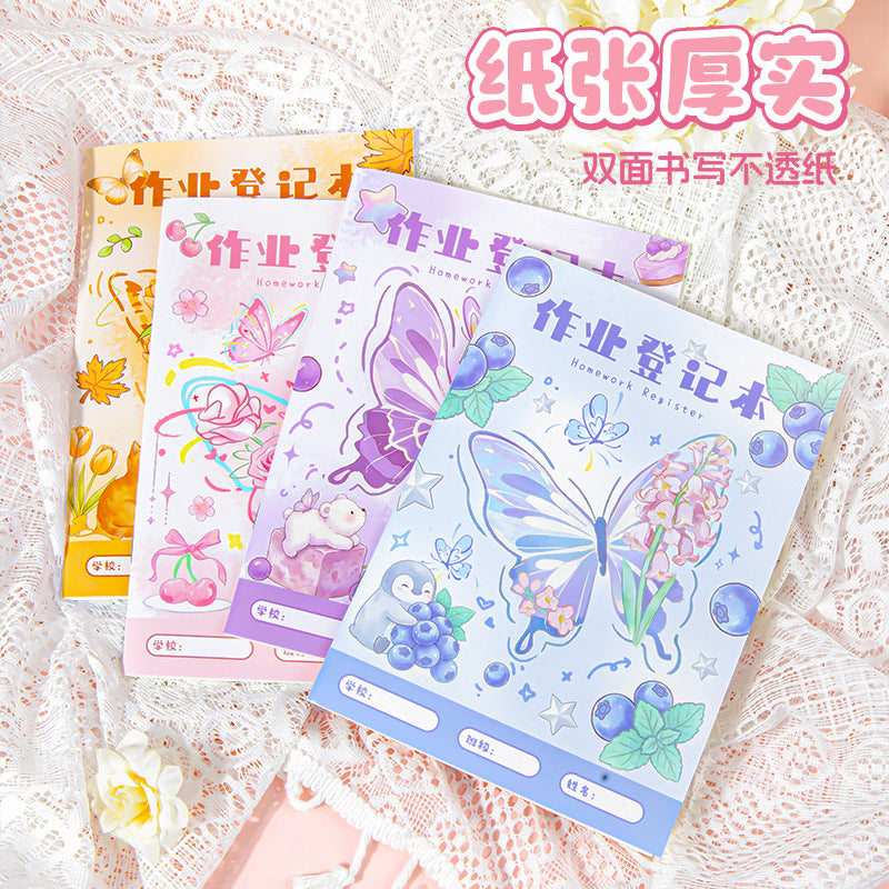 A5学生作业登记本便携卡通奖励文具用品课堂记录本加厚记事本 A5 Student Assignment Log Book—Portable, Cartoon-Themed, Reward-Style Stationery, Classroom Record Book, Thick Notebook