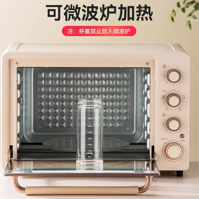 带提手刻度牛奶杯微波炉可加热豆浆杯家用便携外带玻璃水杯燕麦杯Milk Cup with Handle and Measurement Markings, Microwave-Safe Soy Milk Cup, Household Portable Takeout Glass Water Cup, Oatmeal Cup