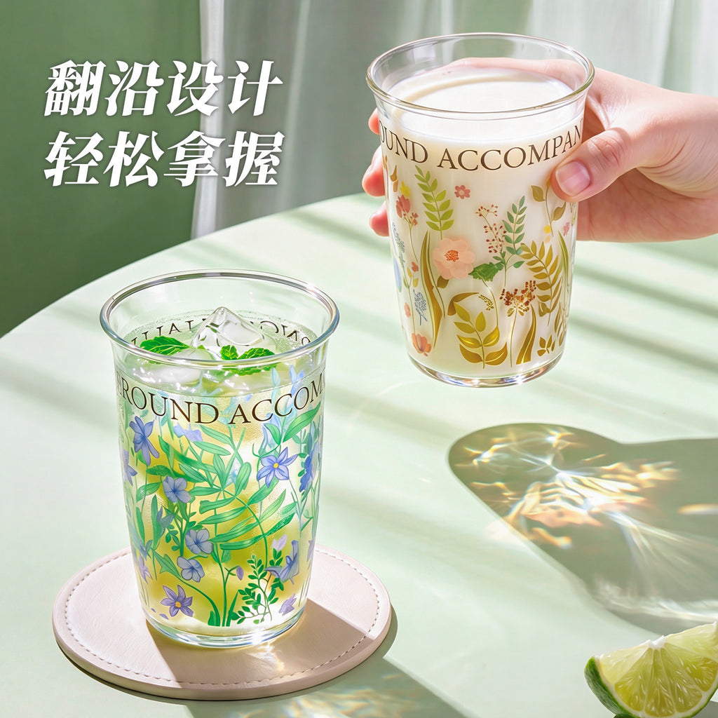 捷安玺高颜值玻璃杯耐高温高硼硅玻璃水杯家用女生ins风喝水杯子Stylish Glass Cup, Heat-Resistant Borosilicate Glass Water Cup, Household Water Cup for Women
