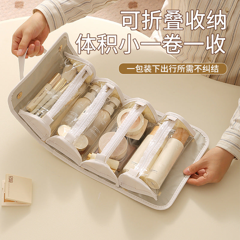 新款可拆卸折叠化妆包跨境大容量收纳包旅行外出便携四合一化妆包New Detachable Foldable Make-up Bag: Cross-border Large-Capacity Storage Bag – Portable 4-in-1 Make-up Bag for Travel and Outings