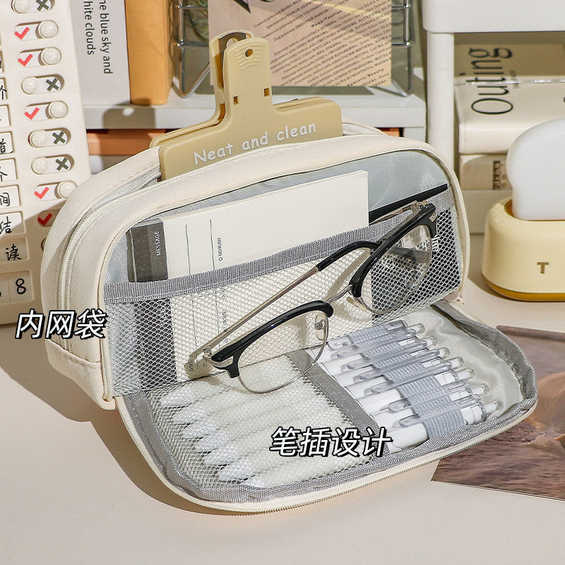笔袋超大容量铅笔盒文具盒小学生初中ins风简约高中生文具袋Extra-Large Capacity Pencil Case / Stationery Case for Elementary, Middle, and High School Students – Minimalist Design
