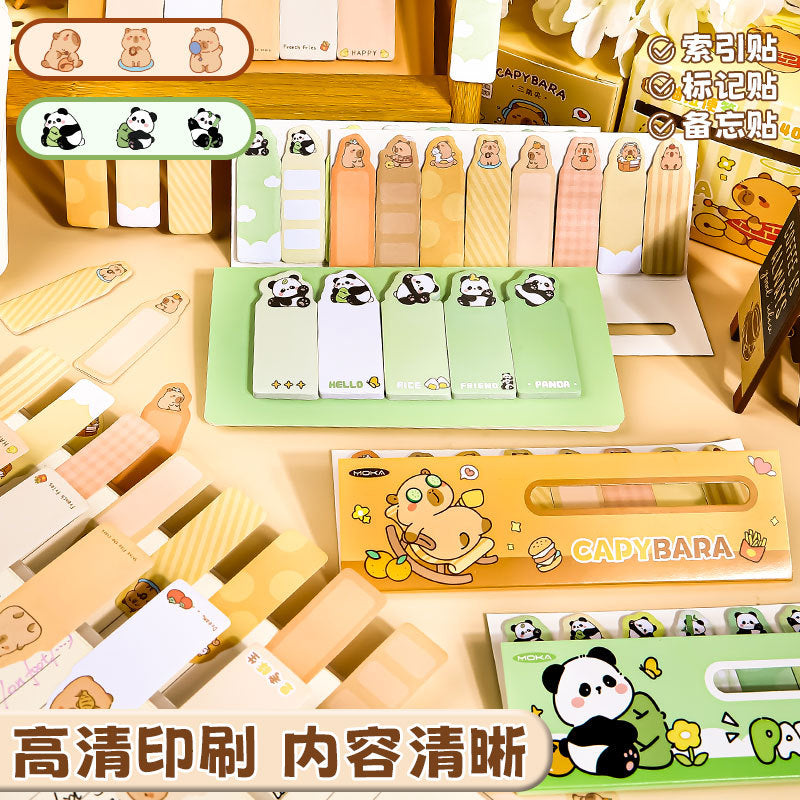 可爱卡皮巴拉便利贴佛系咖啡熊便签记号标签冰箱贴纸高颜值n次贴Cute Capybara Sticky Notes: Zen-Style Coffee Bear Notes, Markers, Labels, and Fridge Stickers—High-Quality Reusable Stickers