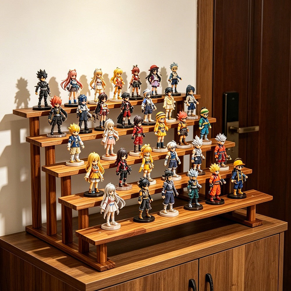 纯实木桌面展示架收纳架手办玩具盲盒绿植化妆品多肉花架置物架Solid wood tabletop display stand and storage unit for figurines, toys, blind boxes, houseplants, cosmetics and succulents