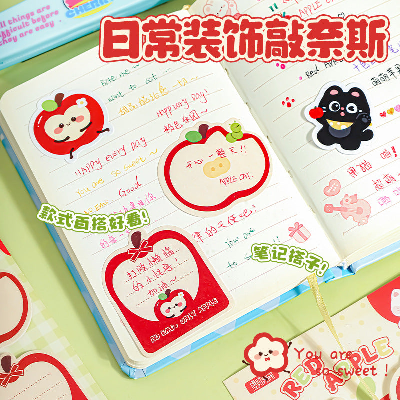 红苹果乐园便利贴办公室便携N次贴卡通创意便签贴留言贴学生奖品 Portable, Reusable, Cartoon-Themed Creative Sticky Notes, Message Notes