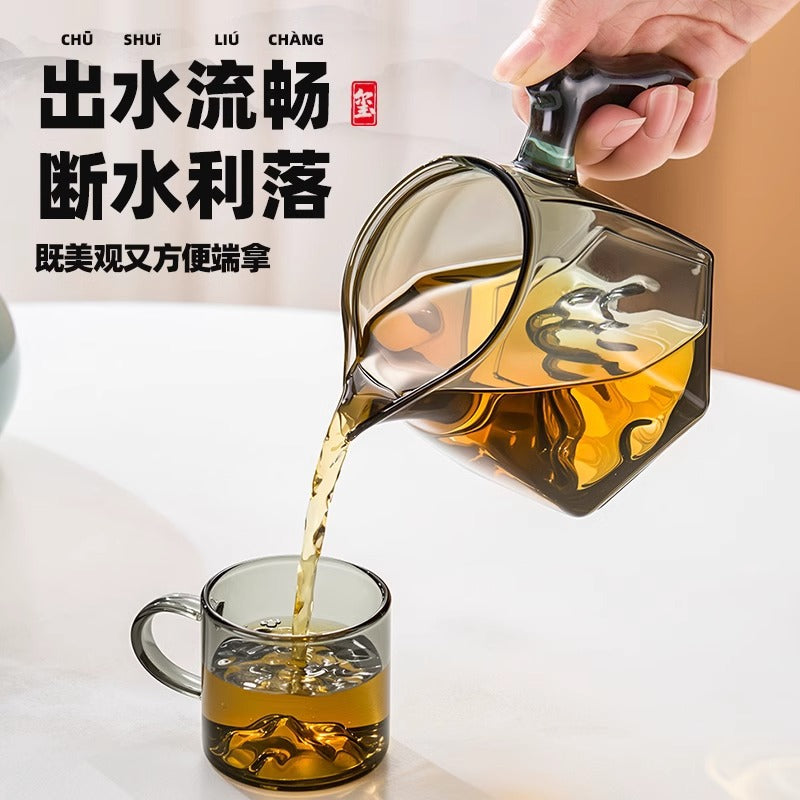 公道杯高硼硅玻璃高档茶漏过滤分茶器一体高颜值泡茶公杯茶滤茶海Gongdao Cup: High-Quality Borosilicate Glass Premium Tea Strainer and Tea Divider in One—Stylish Shared Tea Cup with Tea Strainer and Tea Bowl