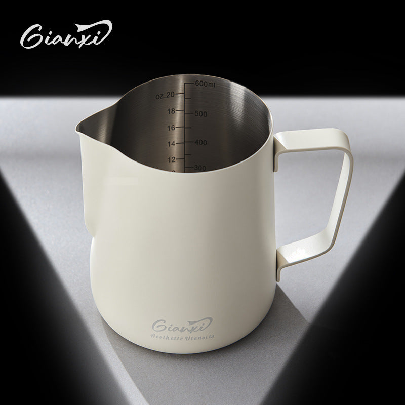 捷安玺手冲咖啡拉花杯304不锈钢打奶泡杯子咖啡器具刻度拉花缸Hand-Drip Coffee Latte Art Cup, 304 Stainless Steel Milk Frother, Coffee Accessories, Graduated Latte Art Pitcher