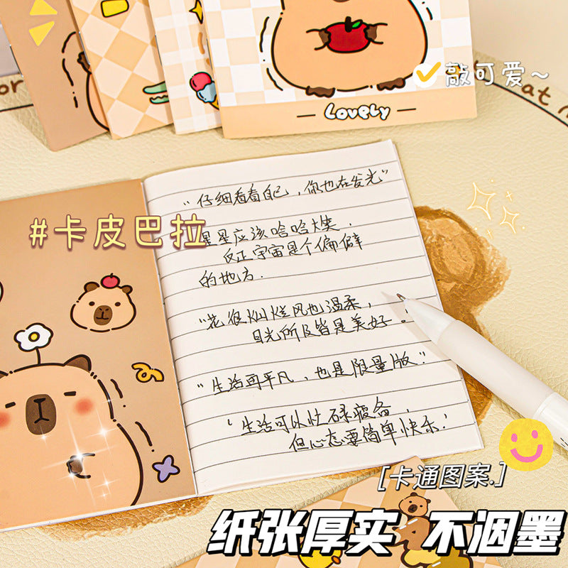 卡皮巴拉骑马订随身笔记本可爱便携小本子小学生奖品小礼物 Capybara Saddle-Stitched Notebook—Cute and Portable Little Notebook, Prize or Small Gift for Elementary School Students