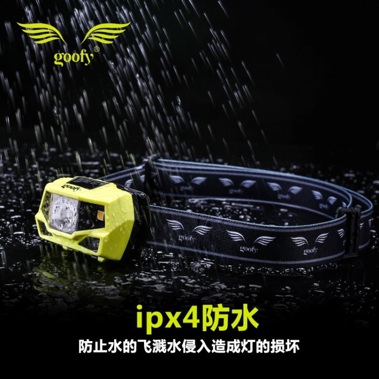 跨境LED感应钓鱼头灯野营户外头灯USB强光头灯跑步夜行头灯Cross-border LED motion-sensor fishing headlamp, camping and outdoor headlamp, USB high-intensity headlamp, running and night-time headlamp