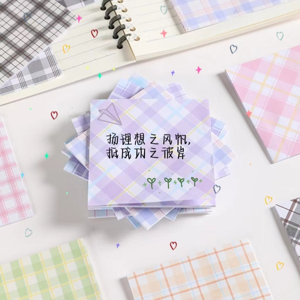 MOKA魔卡格子便利贴20张薄款N次贴手帐素材ins高颜值可粘性便利贴MOKA Checkered Sticky Notes, 20 Sheets, Thin, Reusable, Planner Supplies, Instagram-Worthy, High-Adhesive Sticky Notes