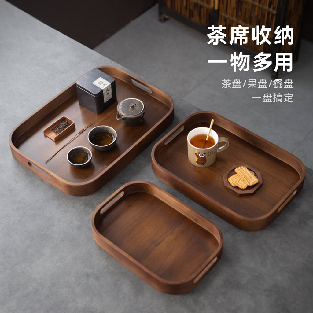 捷安玺竹制茶盘小型实木收纳托盘茶杯茶具家用待客零食果盘Bamboo Tea Tray, Small Solid Wood Storage Tray, for Teacups and Tea Sets, Home Use, Entertaining, Snacks, and Fruit Platter