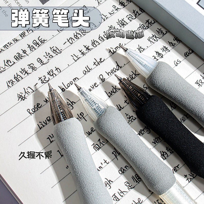 海绵钢架CS双珠笔头防水油墨按动笔中性笔高颜值学生速干刷题笔 Sponge Steel Frame CS Dual-Tip Waterproof Ink Push-Button Pen, Neutral Ink, Stylish Student Quick-Drying Study Pen