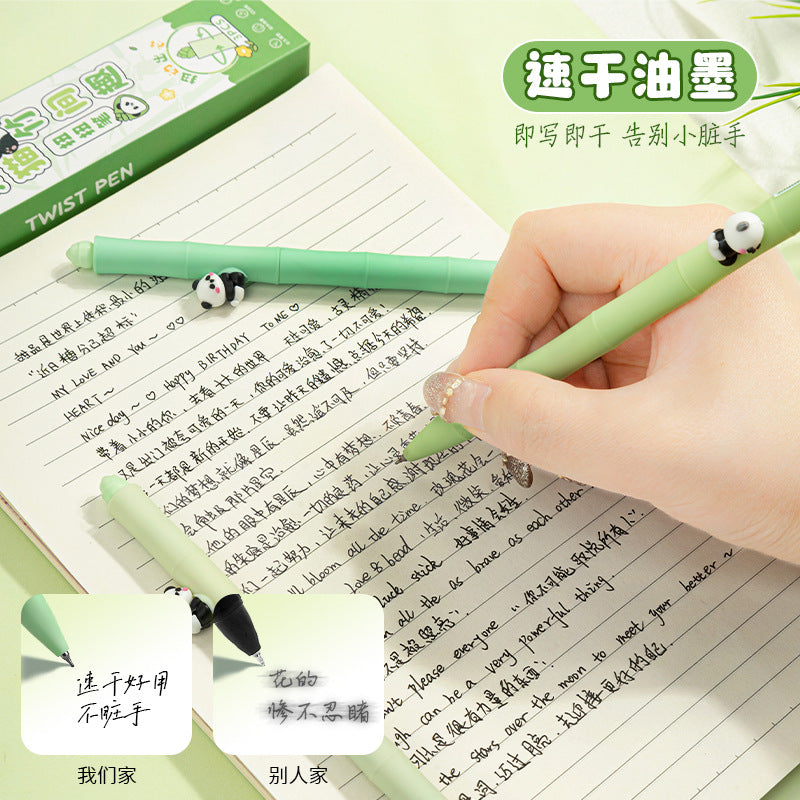 熊猫扭扭笔卡通新款中性笔盒装学生刷题笔高颜值顺滑签字笔 Panda Twist Pen Cartoon-Style Ballpoint Pen Set—Student Practice Pens, Stylish and Smooth-Writing Ballpoint Pens