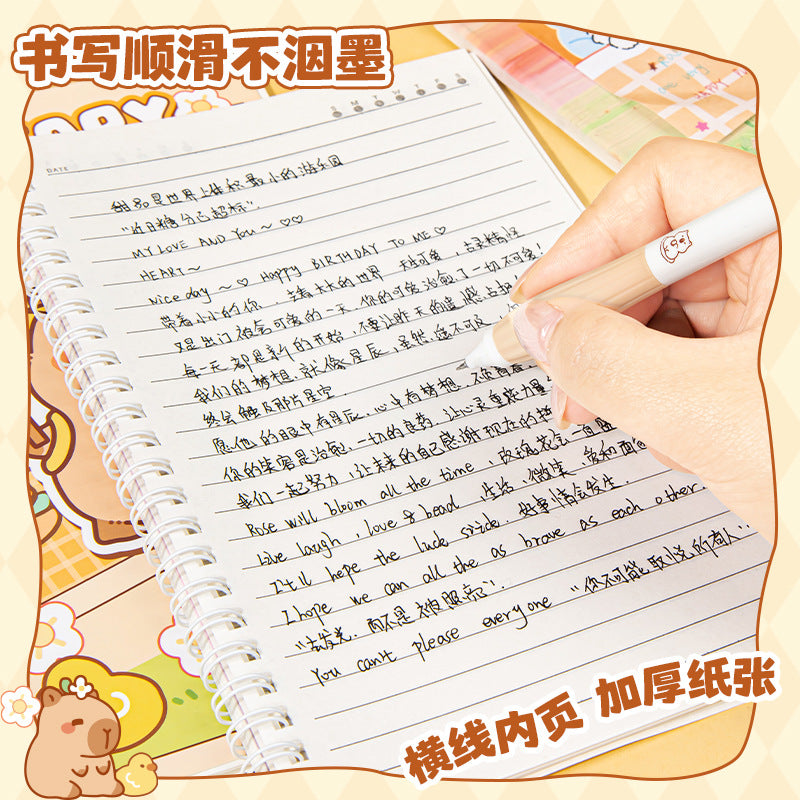 卡通线圈本A5笔记本学生本子高颜值办公文化日记本卡皮巴拉作业本Cartoon Spiral-Bound A5 Notebook, Student Notebook, Stylish Office & Cultural Diary, Capybara-Themed Homework Notebook