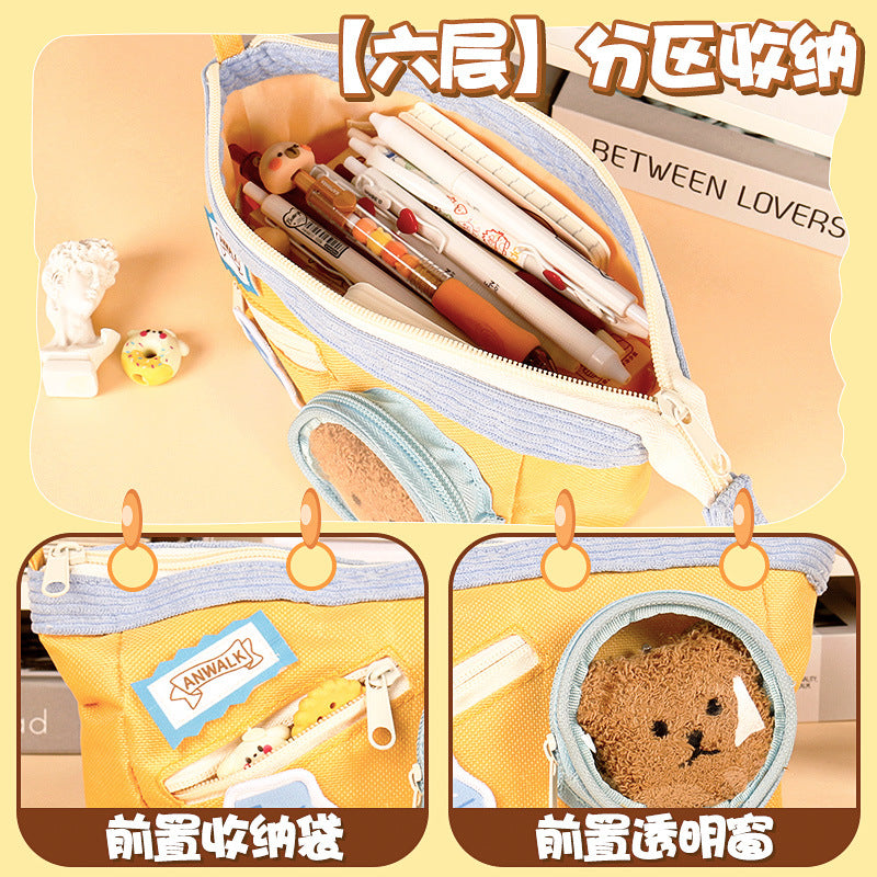 吧唧食物痛包笔袋创意高颜值学生大容量多功能文具袋学习收纳笔袋“Munch” Food-Themed Cute Pencil Case: Creative, Stylish, Large-Capacity, Multifunctional Student Stationery Pouch for Study and Organization