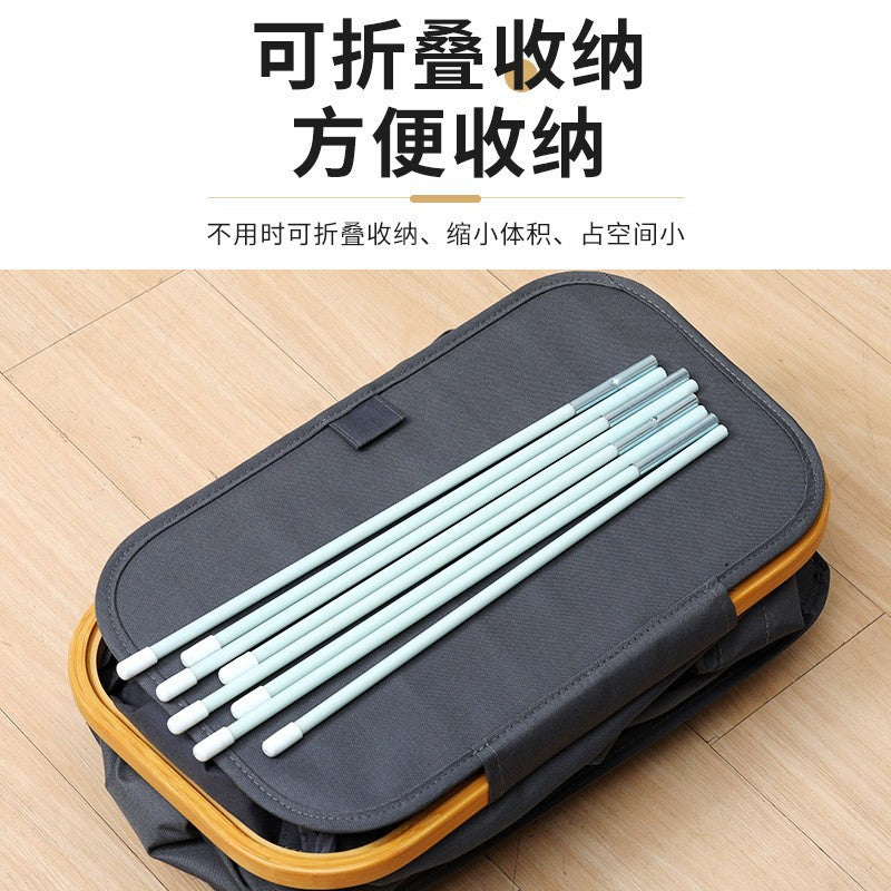 跨境亚马逊升级竹圈带轮可折叠家居收纳袋洗衣篮脏衣篓牛津布防水Cross-border Amazon Upgrade: Bamboo-ringed, wheeled, foldable home storage bag, laundry basket, dirty clothes bin, Oxford fabric, waterproof