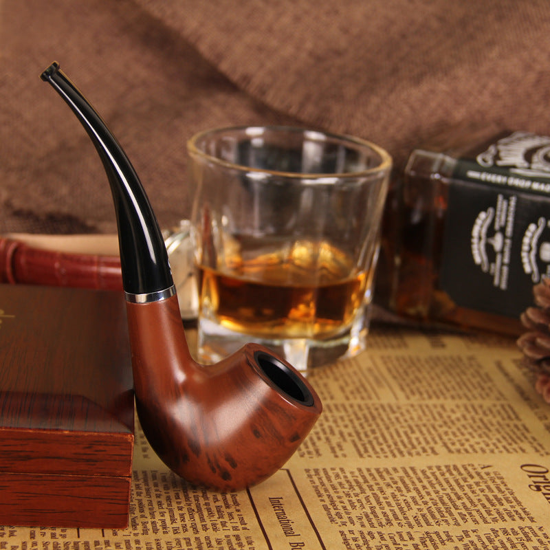 经典清洗型过滤烟斗SD-109A木纹胶木烟斗带底座绒毛布袋Classic Washable Filter Pipe SD-109A: Wood-grain Bakelite Pipe with Stand and Fleece Pouch
