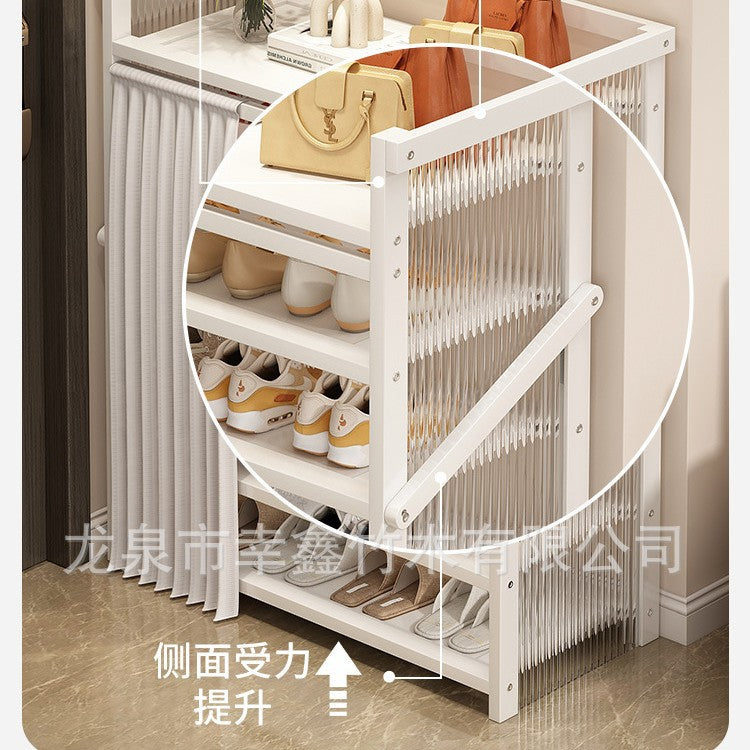 亚克力折叠鞋架小窄免安装防尘鞋柜家用门口多层出租房置物收纳架Acrylic folding shoe rack – compact, narrow, no assembly required, dust-proof shoe cupboard for home use; multi-tier storage rack for hallways and rented accommodation