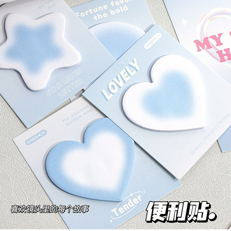 MOKA魔卡爱心异形腮红便签本ins风高颜值造型便签纸学生手账贴纸MOKA Magic Card Heart-Shaped Blush Sticky Note Pad: Instagram-Style, Eye-Catching Design, Sticky Notes for Students and Bullet Journal Stickers