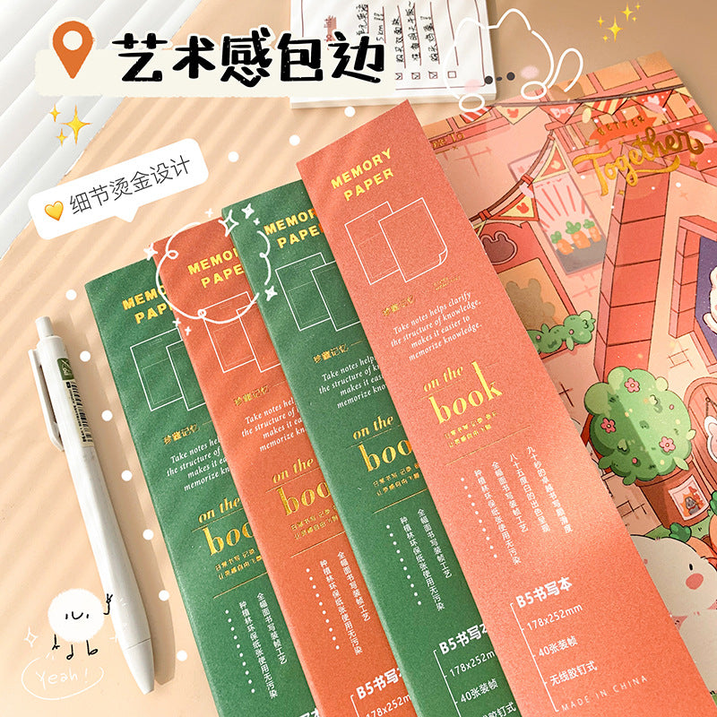 B5精装本卡通少女可爱高颜值笔记本护眼无线胶装本封腰记事本B5 Hardcover Notebook: Cute, High-Quality Cartoon Girl Design, Eye-Friendly, Wireless Stitch Binding, with Waistband, Notepad