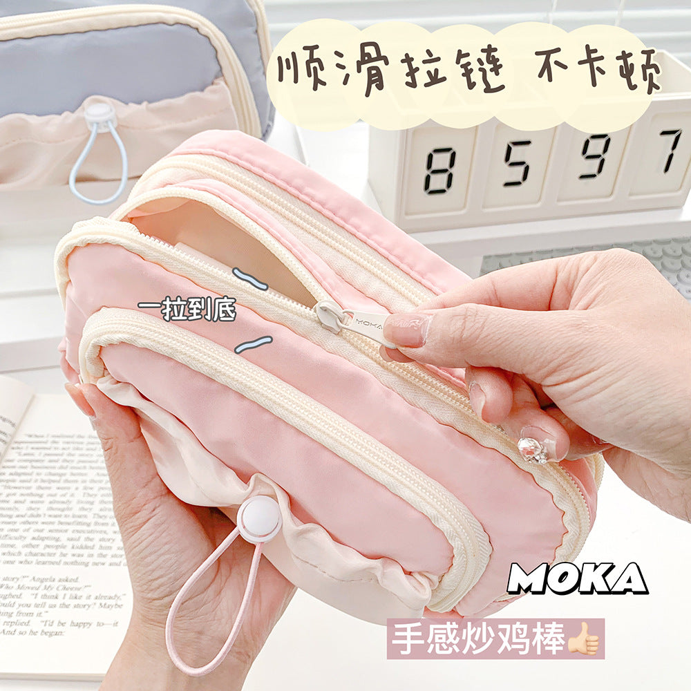 MOKA大容量笔袋简约风实用抽绳设计笔袋分隔中小学生笔盒MOKA Large-Capacity Pencil Case: Minimalist Style with Practical Drawstring Design and Compartments for Elementary and Middle School Students