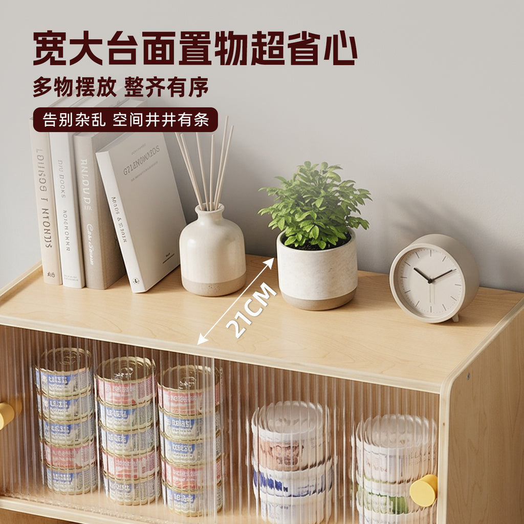 实木杨木多功能猫食柜储物柜人宠共用柜子Solid Poplar Wood Multifunctional Cat Feeding Cabinet and Storage Unit – Shared Cabinet for People and Pets