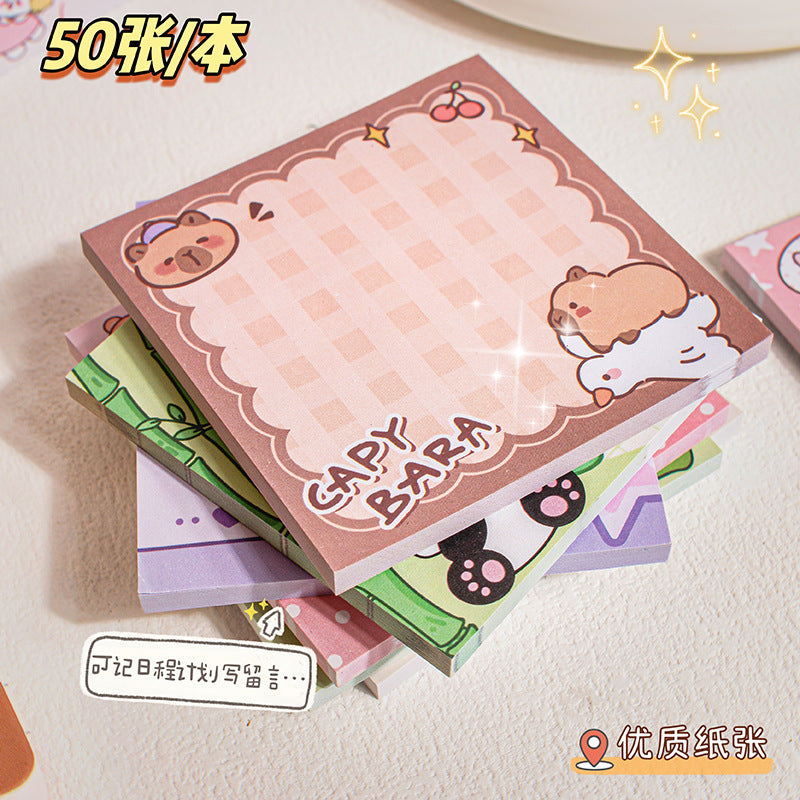 MOKA魔卡卡通可爱7*7便利贴小学生奖品可爱文具可撕粘性留言便签 MOKA Cute 7x7 Sticky Notes—Prizes for Elementary School Students, Cute Stationery, Peel-and-Stick Notes for Messages