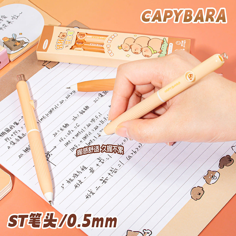 卡通转转按动中性笔学生速干不断墨刷题笔高颜值签字笔 Cartoon-themed Twist-Action Ballpoint Pen for Students: Quick-Drying, Non-Leaking, Perfect for Practice Problems, and Stylish Signature Pen