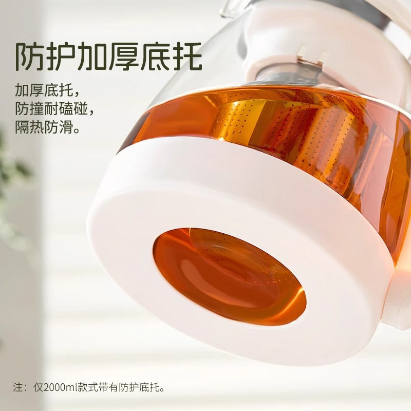茶水分离泡茶壶家用耐热玻璃带把手不锈钢茶仓水壶花茶壶Tea-Water Separator Teapot: Household-Use Heat-Resistant Glass Teapot with Handle and Stainless Steel Tea Chamber, Floral Tea Pot