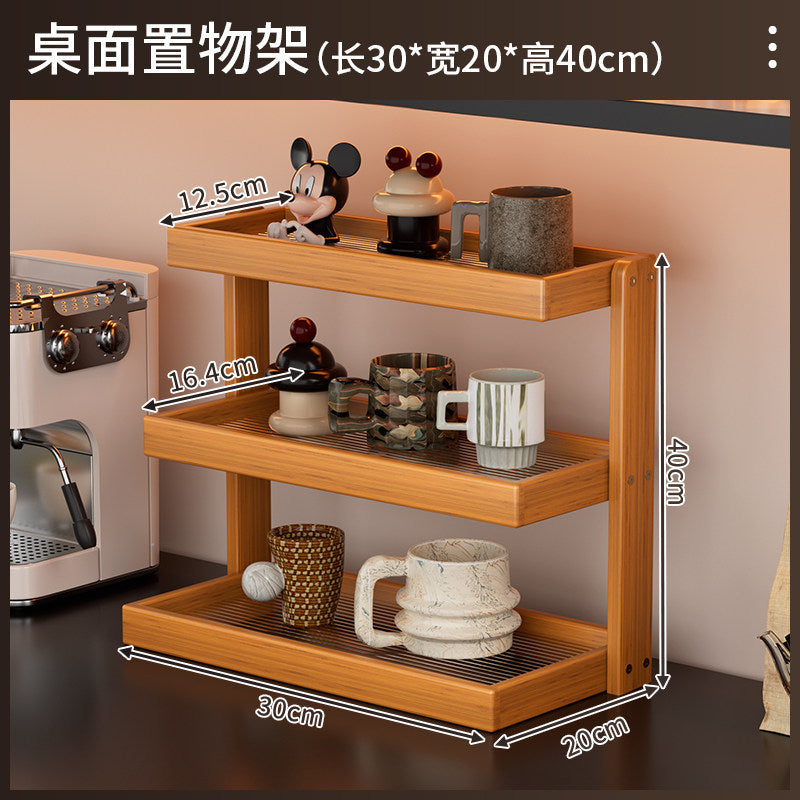 博古架多层楠竹小型桌面茶具架子置物架展示柜台面桌上茶杯收纳架Multi-tiered nanmu bamboo display cabinet, small tabletop tea set stand, storage rack, display cabinet, tabletop teacup organiser