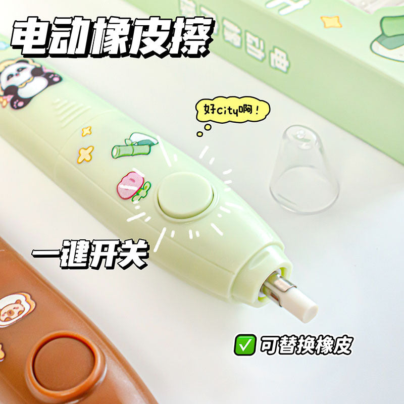 MOKA魔卡卡通可爱电动橡皮擦学生专用自动橡笔擦美术生专用不留痕 MOKA Magic Card Cute Electric Eraser—Automatic Eraser for Students, Specially Designed for Art Students, Leaves No Marks
