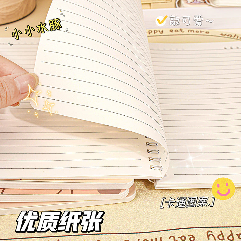 卡皮巴拉线圈本A5记事本加厚笔记本子防水横线本高颜值日记本 Capybara Spiral-Bound A5 Notebook, Thick-Paged, Waterproof, Lined, Stylish Diary