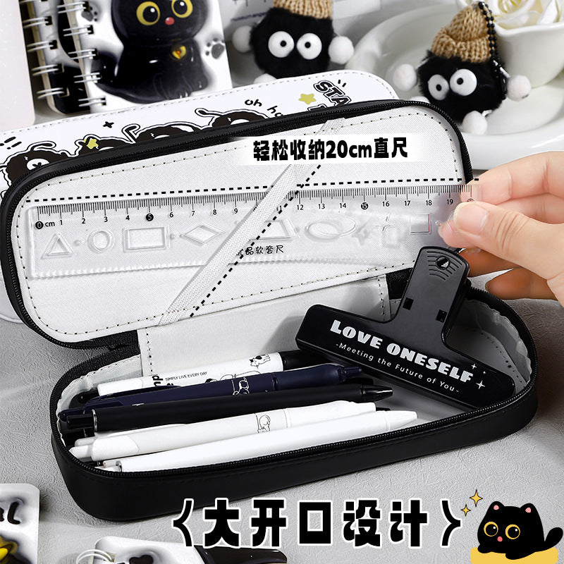 可爱双层笔袋大容量学生用文具袋高颜值卡通学生用品文具盒铅笔盒Cute Double-Layer Pencil Case, Large-Capacity Student Stationery Bag, Stylish Cartoon Student Supplies, Stationery Case, Pencil Case