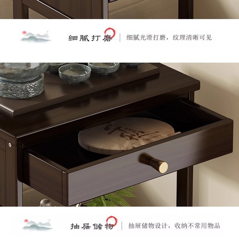 简易小茶几柜小桌子茶水间移动茶台客厅家用茶杯具泡茶桌简约现代Simple small tea cabinet, small table, tea corner, portable tea stand, living room, home use, teacup set, tea-making table, minimalist and modern