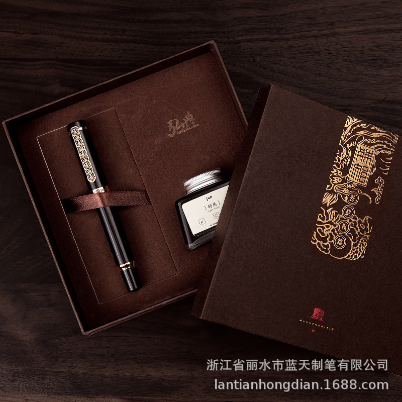 厂家批发弘典钢笔商务办公礼品笔男女礼盒刻字1831古风高档定制Manufacturer’s wholesale: Hongdian fountain pens – business and office gift pens, gift sets for men and women, engraved, model 1831, classic-style, high-end customisation