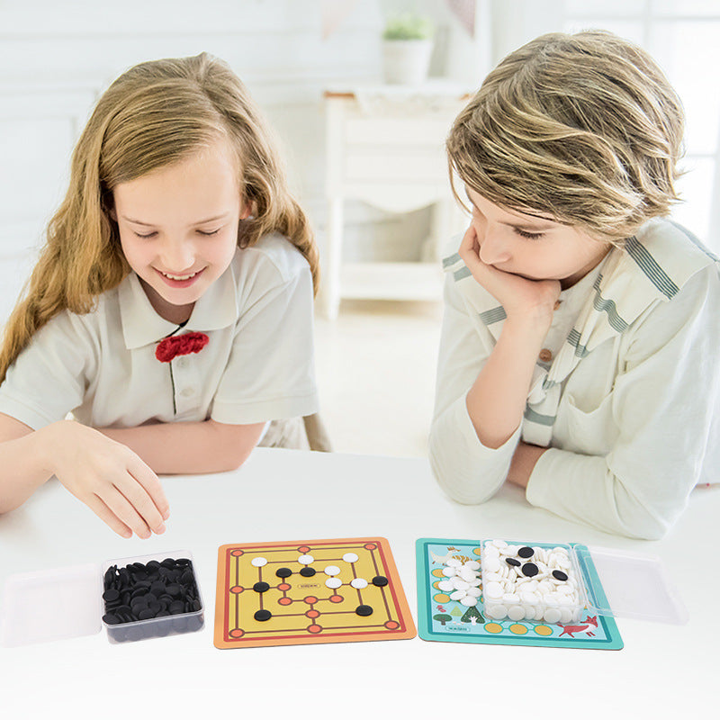 儿童围棋陆军棋游戏多功能棋小学生棋类益智折叠棋盘木制玩具Children’s Go and Army Chess Game – Multifunctional Board Game for Primary School Pupils: Educational Folding Chess Board, Wooden Toy