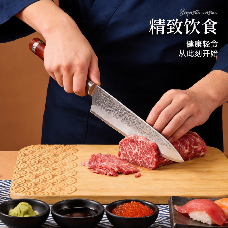 家逸浪潮日式料理板 KAYI Bamboo Cutting Board Pizza Tray Steak Board with Handle Bottom Waves Carving