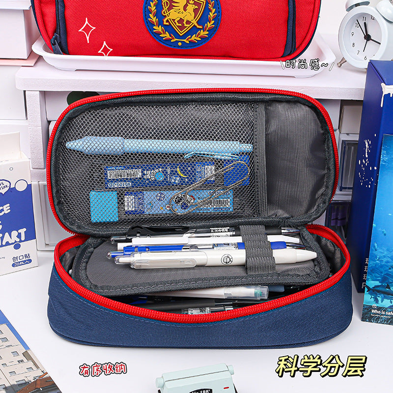 MOKA英伦学院风贵族笔袋多功能初高中小学生牛津布铅笔袋文具盒MOKA British Preppy-Style Aristocratic Pencil Case—Multifunctional Oxford Cloth Pencil Case for Middle and High School Students