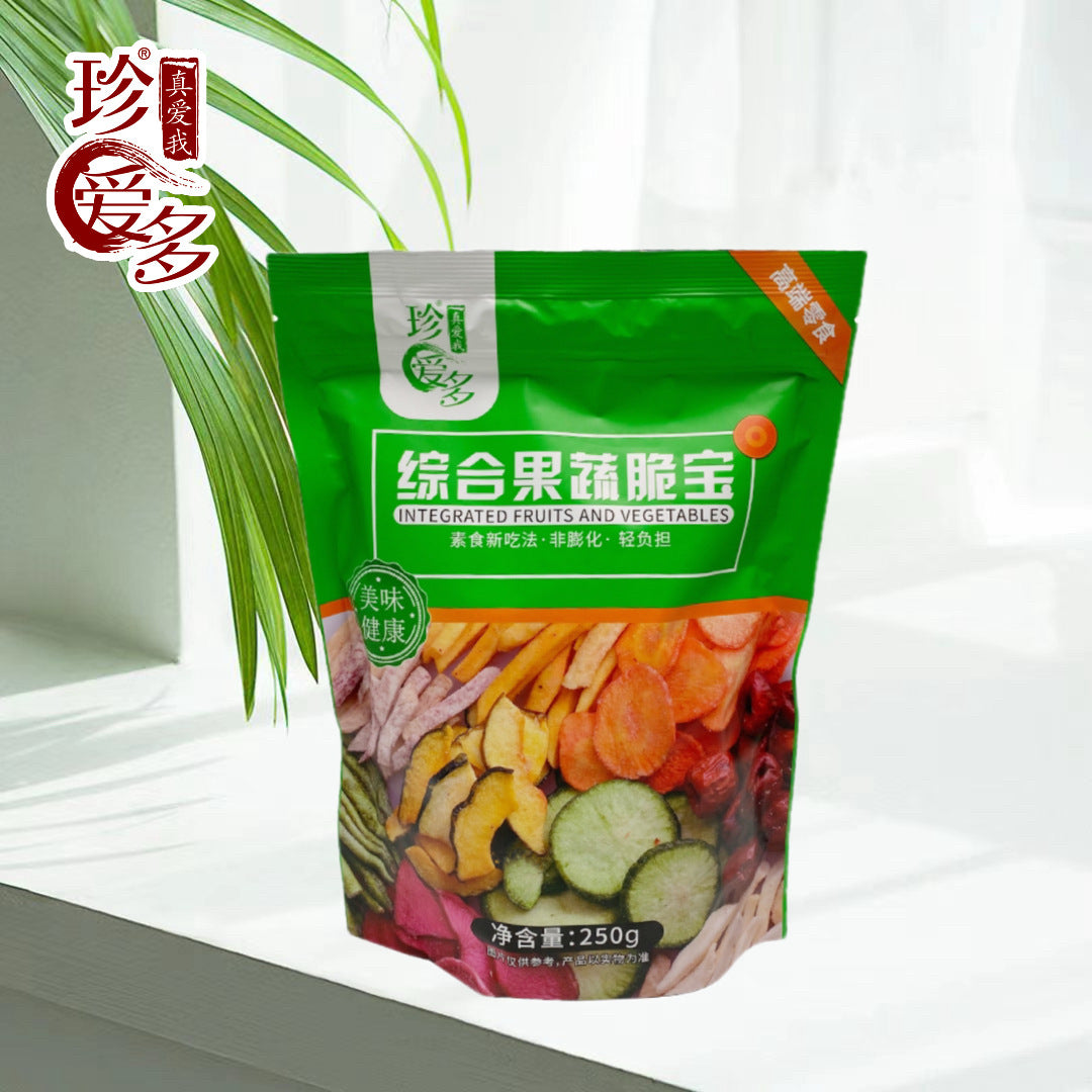 综合果蔬脆水果干脱水蔬菜干香菇脆包装整箱散货即食零食果干批发Assorted fruit and vegetable crisps, dried fruit, dehydrated vegetables, crispy shiitake mushrooms – available in full cartons or loose, ready-to-eat snacks, dried fruit wholesale
